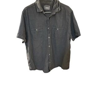 Express Men's Gray Short Sleeve Shirt - Slim Fit - XXL